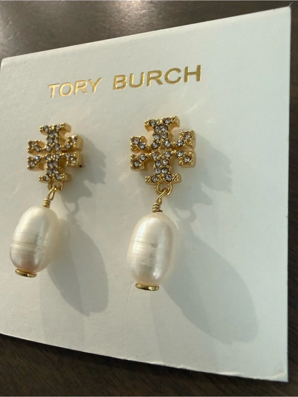 NWT Tory Burch Moondance Pearl and Pavé Drop Earrings $130 MSRP
